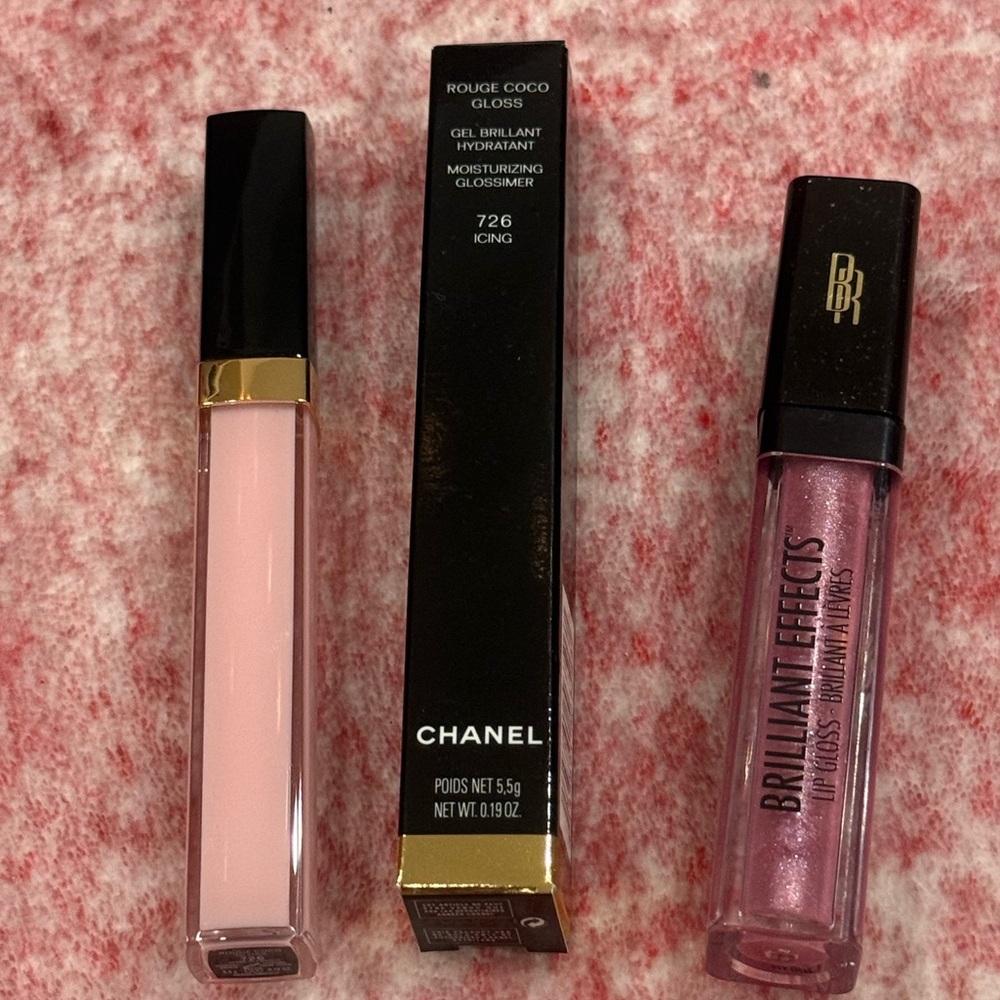 Chanel Rouge Coco Gloss Moisturizing Glossimer Lip Gloss 726 ICING + bonus gloss
